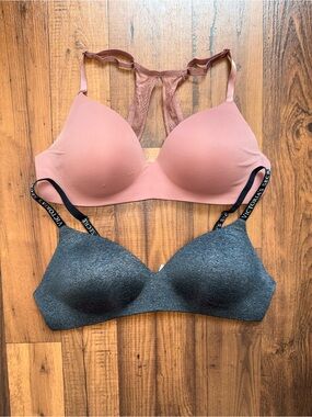 Victoria's Secret Pink Rose and Heather Gray Wireless Bras - Pack of 2